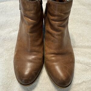 Lucky Brand Brown Ankle Booties Distressed Leather